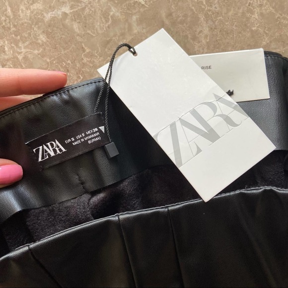 NWT ZARA Blogger Fave Faux Leather Zippered Ankle Leggings Black Small Women’s - Picture 7 of 10